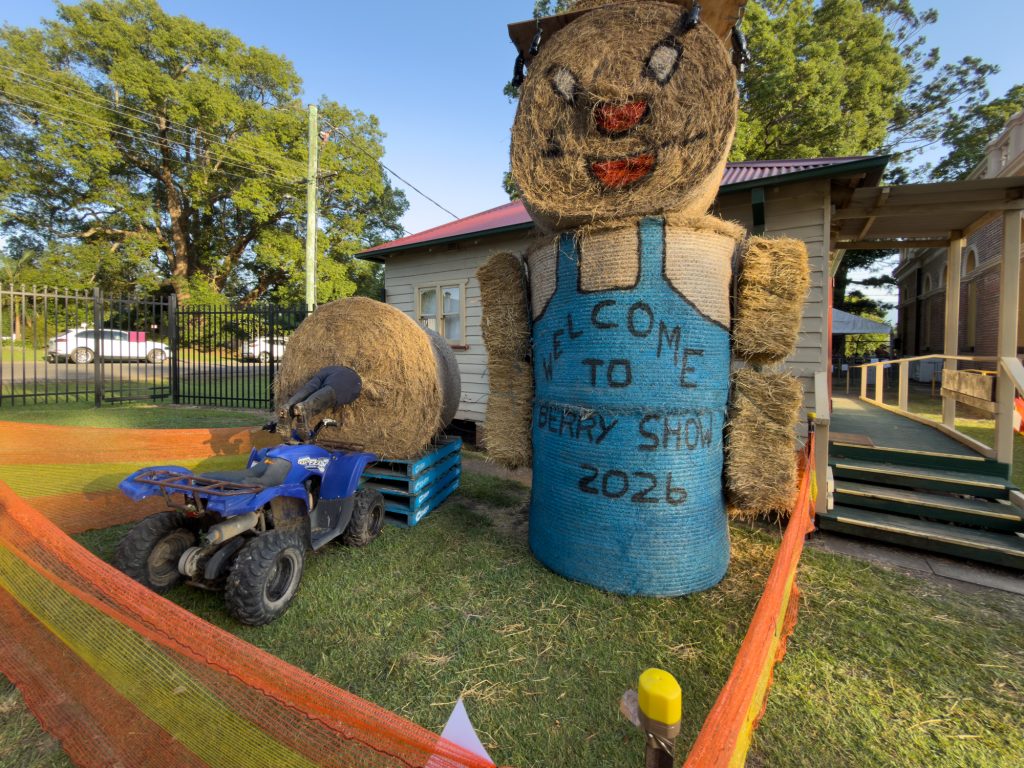 The hay bale scarecrow welcoming visitors to the 2026 Show