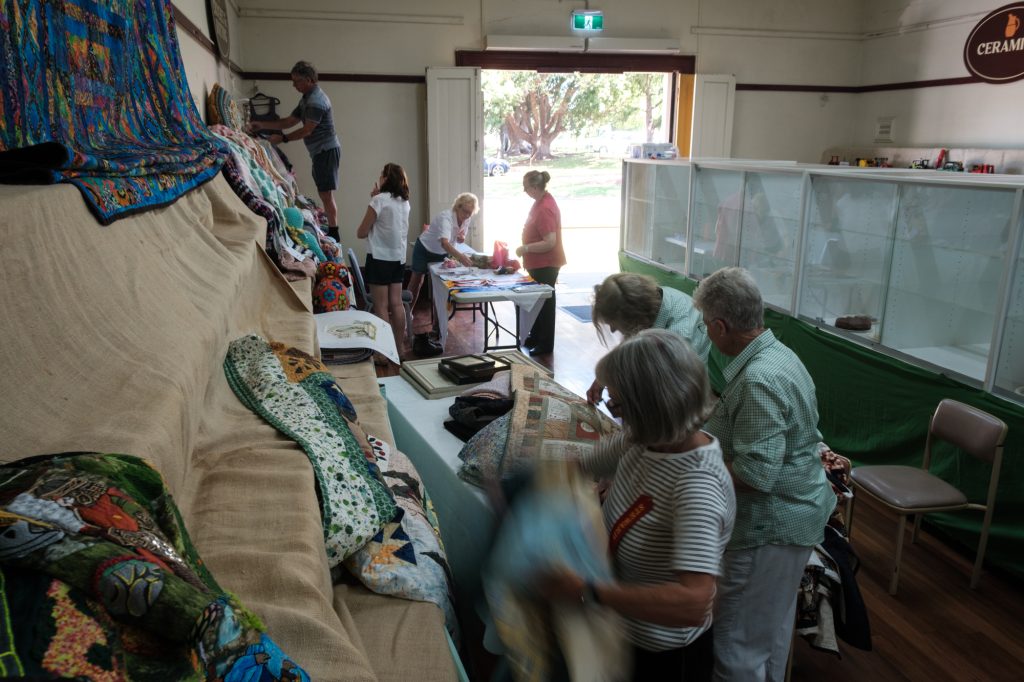 Exhibits being set out in the Pavilion