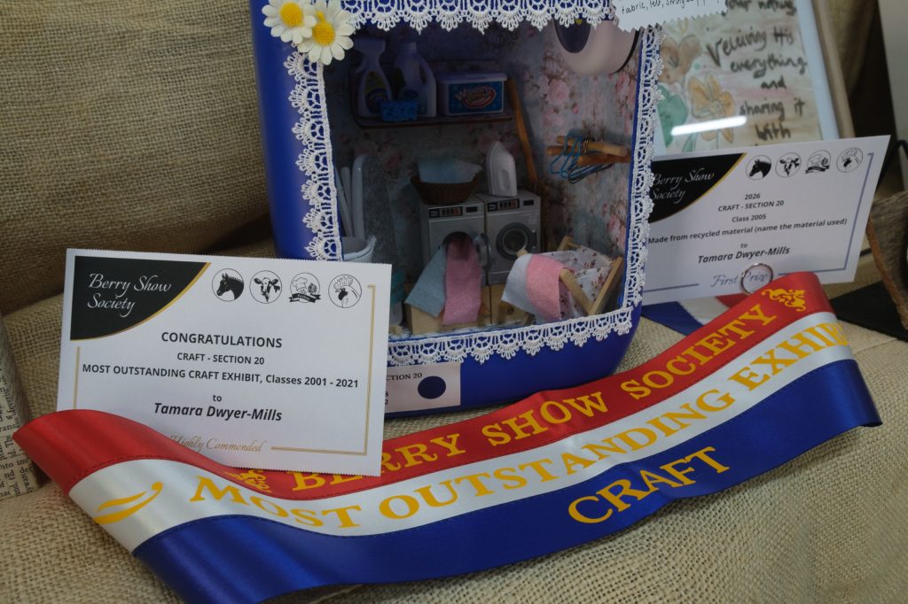 A craft entry with a Most Outstanding Craft Exhibit sash